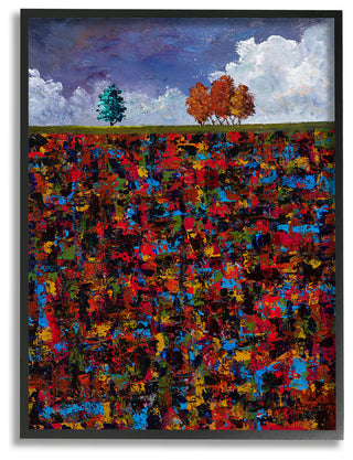 Abstract Texture Autumn Trees in the Sky Oversized Framed Giclee, 16"x20"
