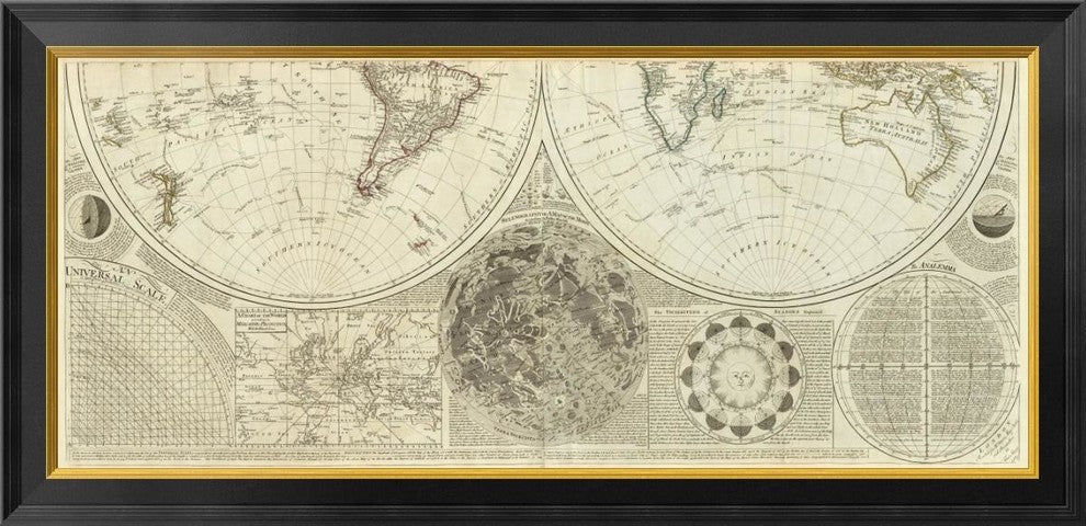 "A general map of the world or terraqueous globe, 1787"  by Samuel Dunn, 40x19"