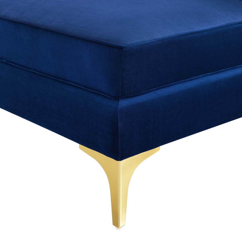 Tufted Sectional Sofa Set, Velvet, Blue Navy, Modern, Living Lounge Hospitality