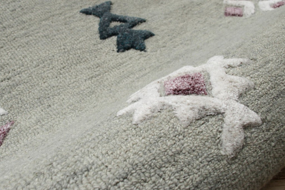 7" Round Gray Decorative Charm Area Rug