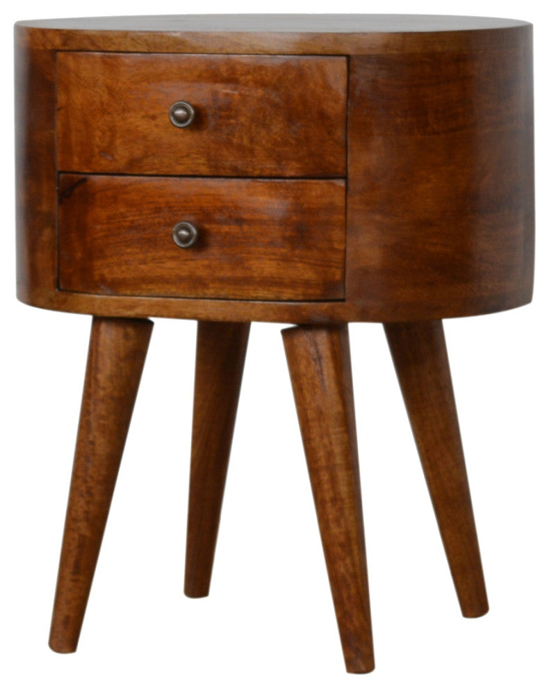 Chestnut Rounded Nightstand Table