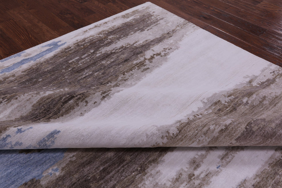 Modern Abstract Silk Hand Knotted Rug 9' 1" X 11' 11" Q5885