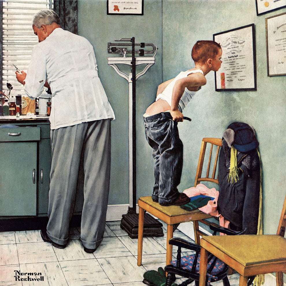 "Before the Shot" Painting Print on Canvas by Norman Rockwell