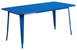 Bowery Hill 31.5" x 63" Metal Dining Table in Blue
