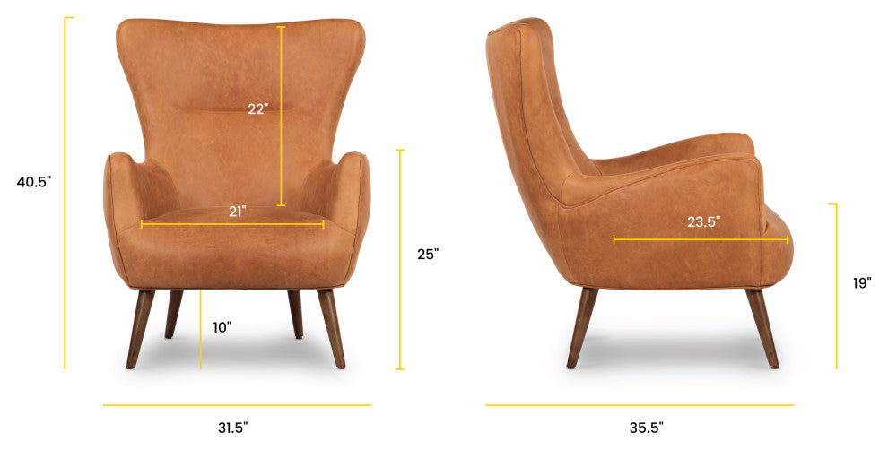 Poly and Bark Aida Lounge Chair, Set of 2, Cognac Tan