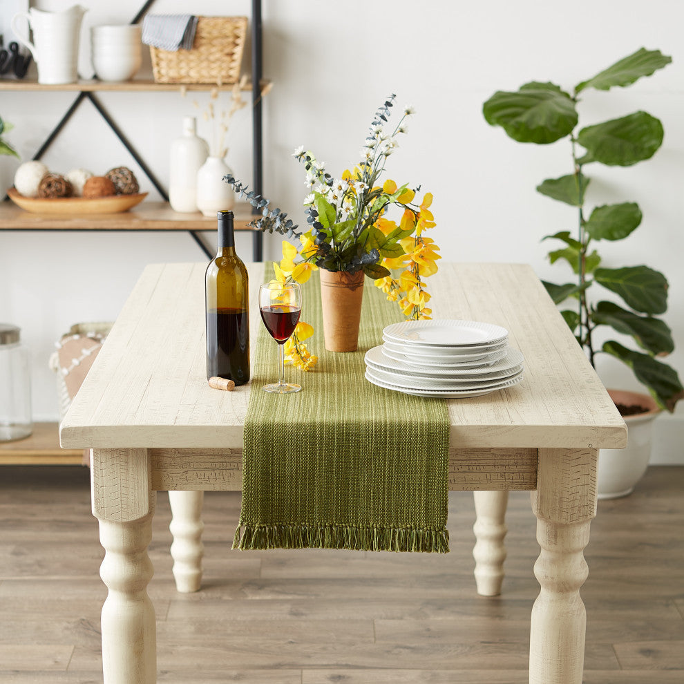 Dii Variegated Taupe Fringe Table Runner