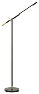 Benzara BM224730 10 Watt Adjustable Metal Frame Floor Lamp, Black and Brass