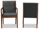 Dark Gray Fabric Upholstered & Walnut Brown Wood Living Room Accent Chair