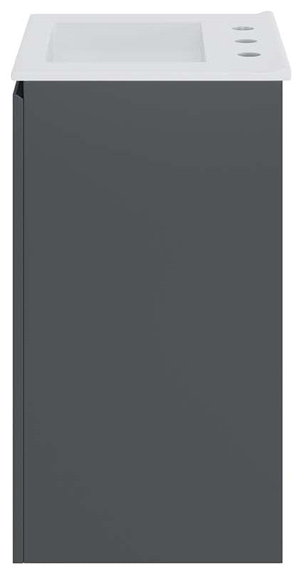 Sink Vanity Cabinet, Wall Mount, White Gray, Ceramic, Modern, Bathroom