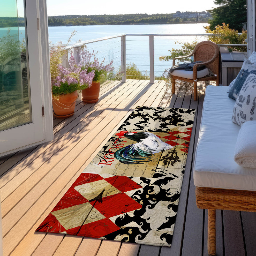 Indoor/Outdoor Kendall KE3 Khaki Machine Washable 2'3" x 7'6" Runner Rug
