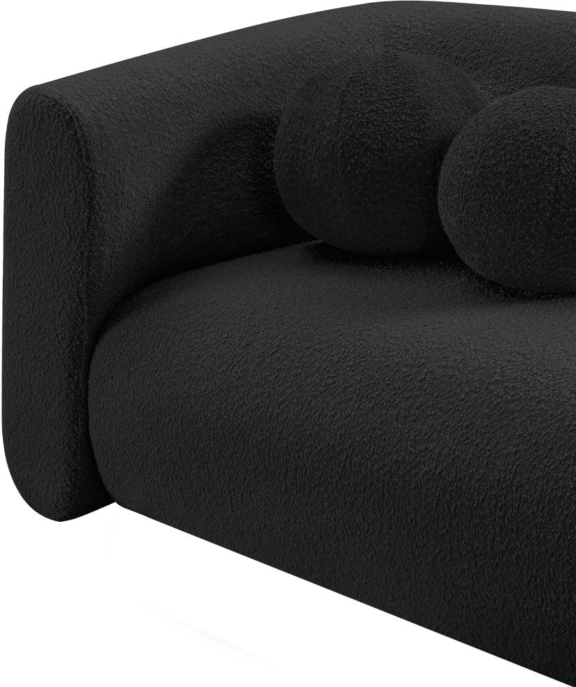 Abbington Boucle Fabric Upholstered Loveseat, Black