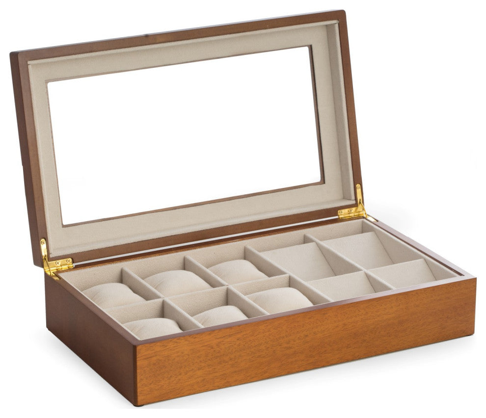 Cherry Wood 6 Watch and 4 Pocket Watch Storage Box