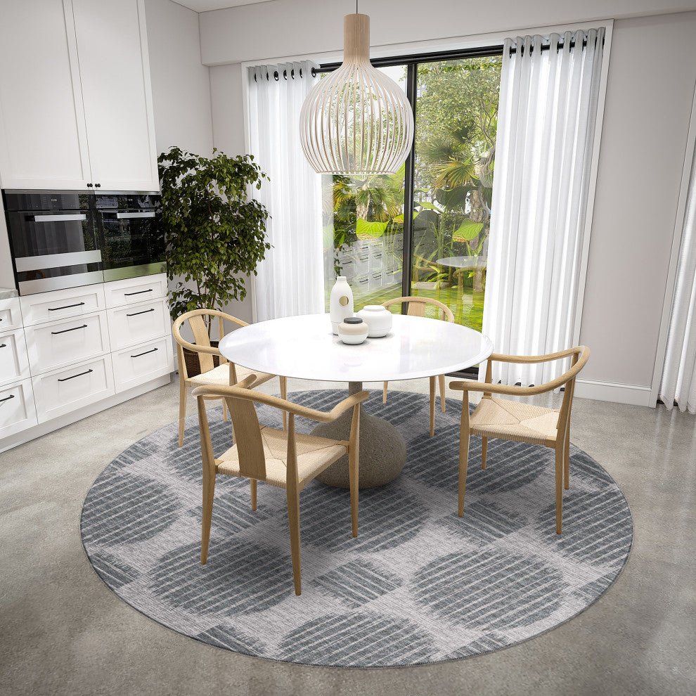 Indoor/Outdoor Sedona SN13 Pewter Machine Washable 10' x 10' Round Rug