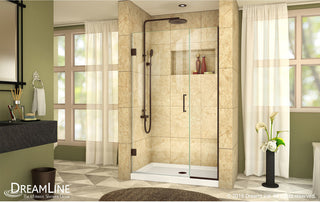 Unidoor Plus 37-37 1/2"Wx72"H Frameless Hinged Shower Door, Oil Rubbed Bronze