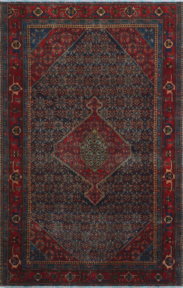 Vintage Distressed Phillis Blue Rug, 6'4x9'9