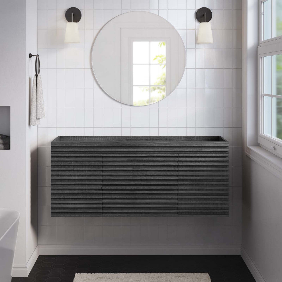 Render 48" Wall-Mount Bathroom Vanity Cabinet, Charcoal