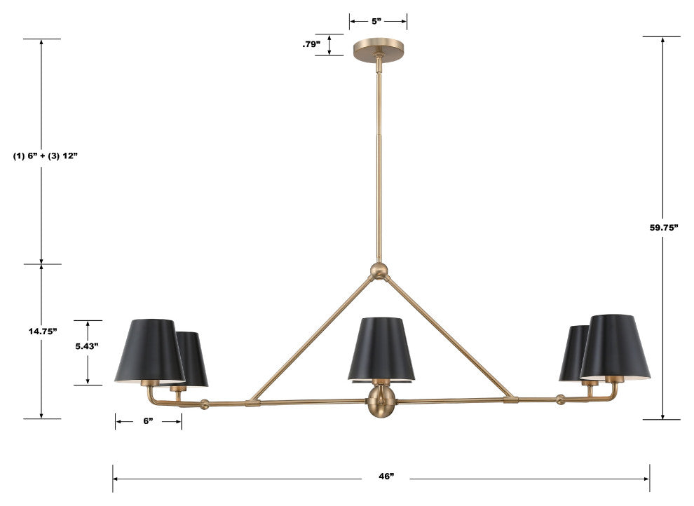 Xavier 6-Light Vibrant Gold Chandelier