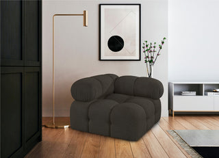 Ames Boucle Fabric Modular Chair, Brown, Corner Chair
