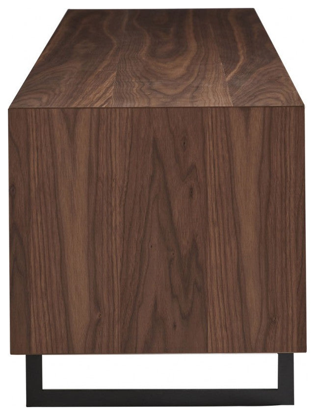 71" Media TV Stand In Walnut And Dark Gray