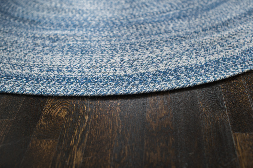 Epona Round Braided Area Rug, Blue, 8'