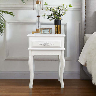 White Wood Nightstand Queen Anne Style Mid Century Console Table