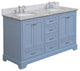 Harper 60" Bathroom Vanity, Powder Blue, Carrara Marble, Double