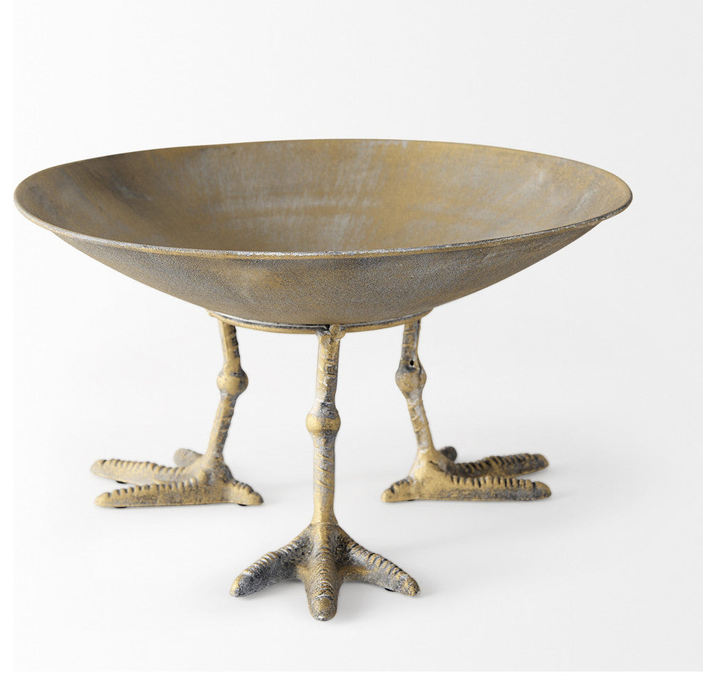 Antiqued Gold Webbed Feet Centerpiece Bowl