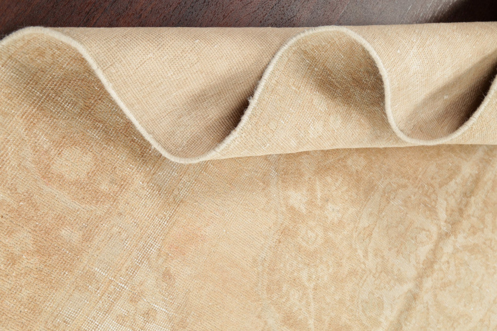 Consigned, Vintage-Style Faded Handmade Persian Wool Area Rug, Beige, 6x10