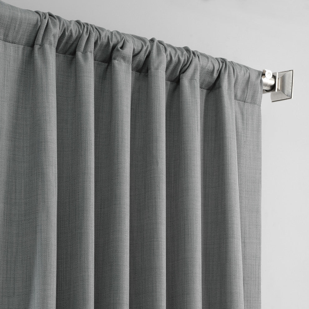 Italian Textured Hotel Blackout Curtain Single Panel, Pebble Grey, 50"x84"