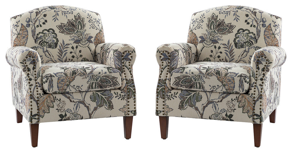 Comfy Armchair With Nailhead Trims Set of 2, Gray