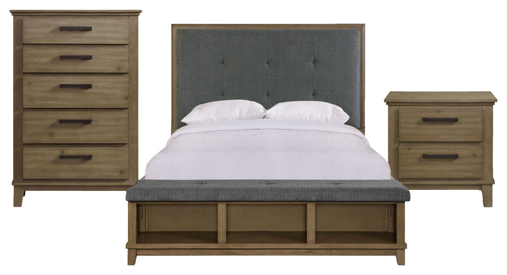 Picket House Jaxon Queen Storage 3 Piece Bedroom Set, Gray