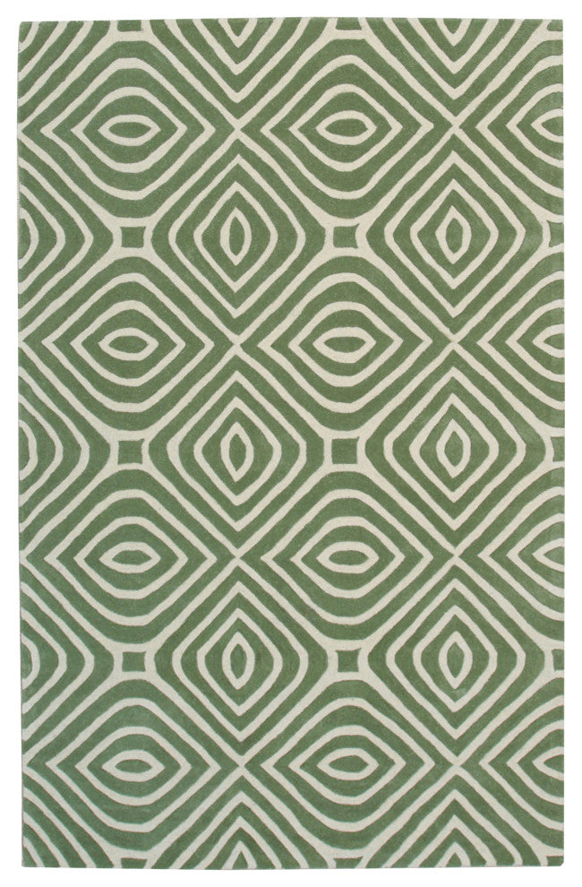 Hand-Tufted Wool Light Green Transitional Modern Modern Stripes Rug, 9'x12'