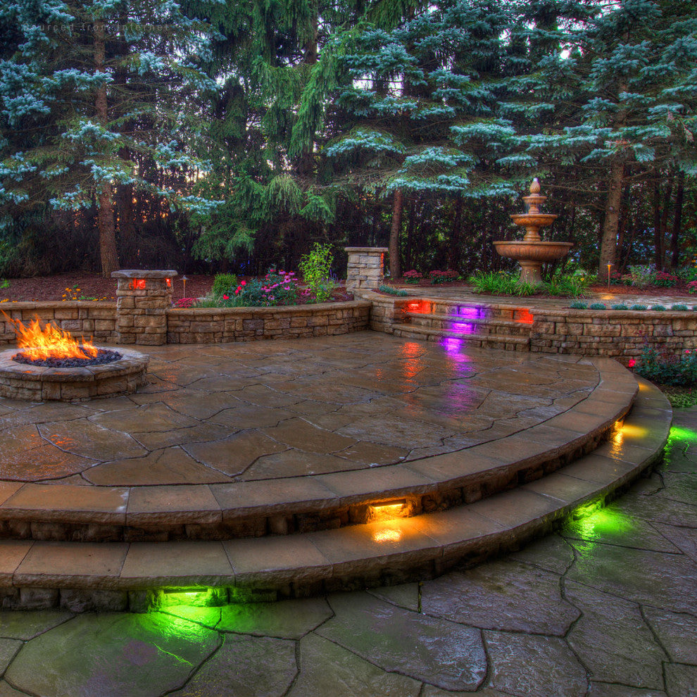 24-Pack 7"LED RGB Hardscape Lights, 270 degree Swivel Retaining Wall Lighting