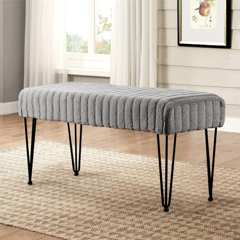 Serenta Super Mink Ottoman, Silver Grey, 46''x16''x22''