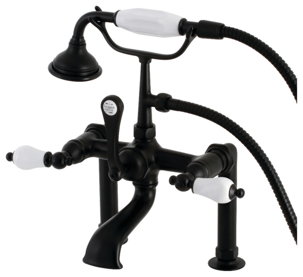 AE105T0 Deck Mount Clawfoot Tub Faucet, Matte Black