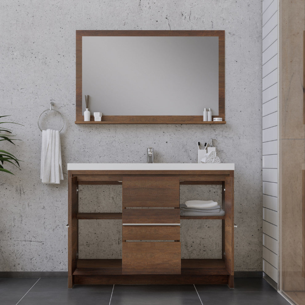Sortino 48" Bathroom Vanity With Sink, Rosewood