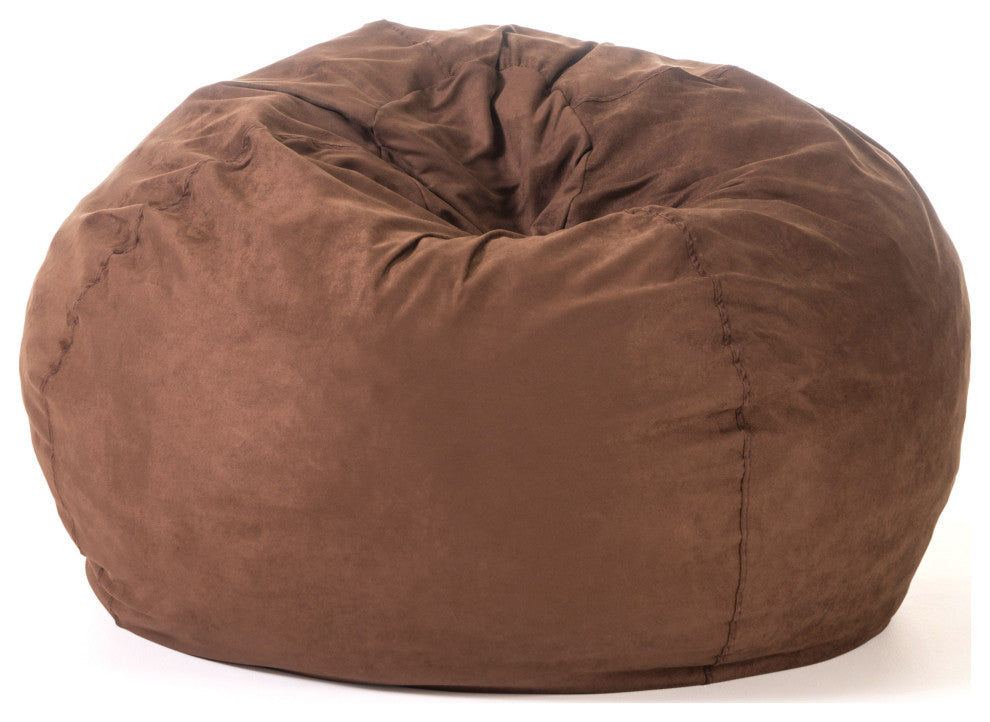 Selena Traditional 5 Foot Suede Bean Bag, Cover Only, French Roast