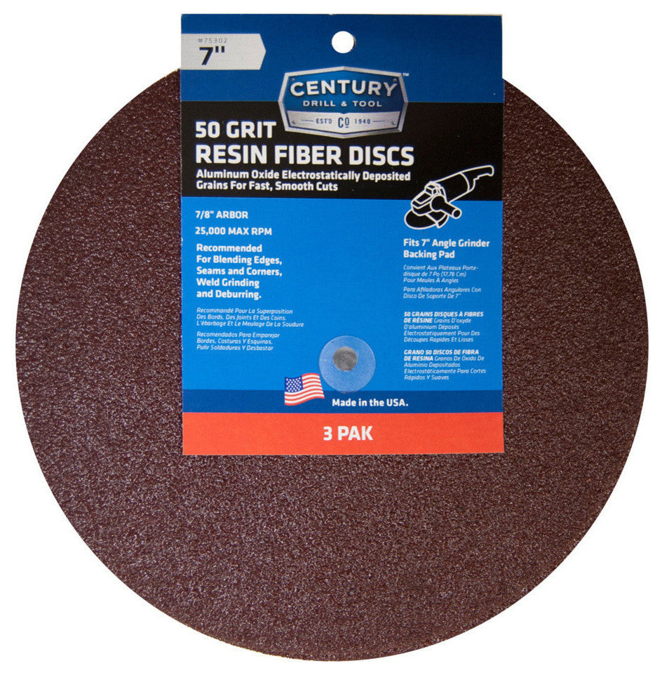 7" Resin Fiber Disc, 50 Grit