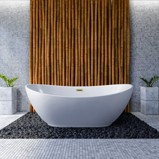 62" Streamline NPT9580GLD Soaking Freestanding Tub With Internal Drain
