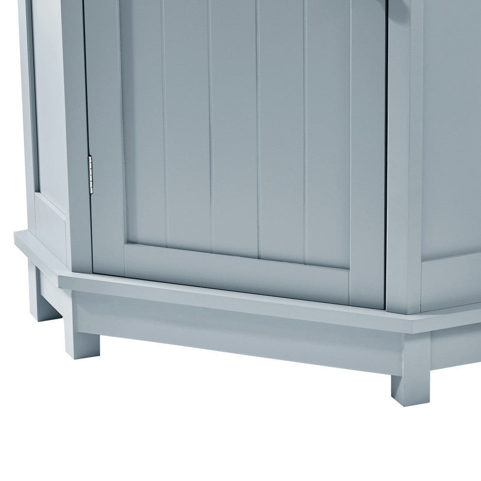 32" Freestanding Triangle Corner Bathroom Storage Cabinet, Blue