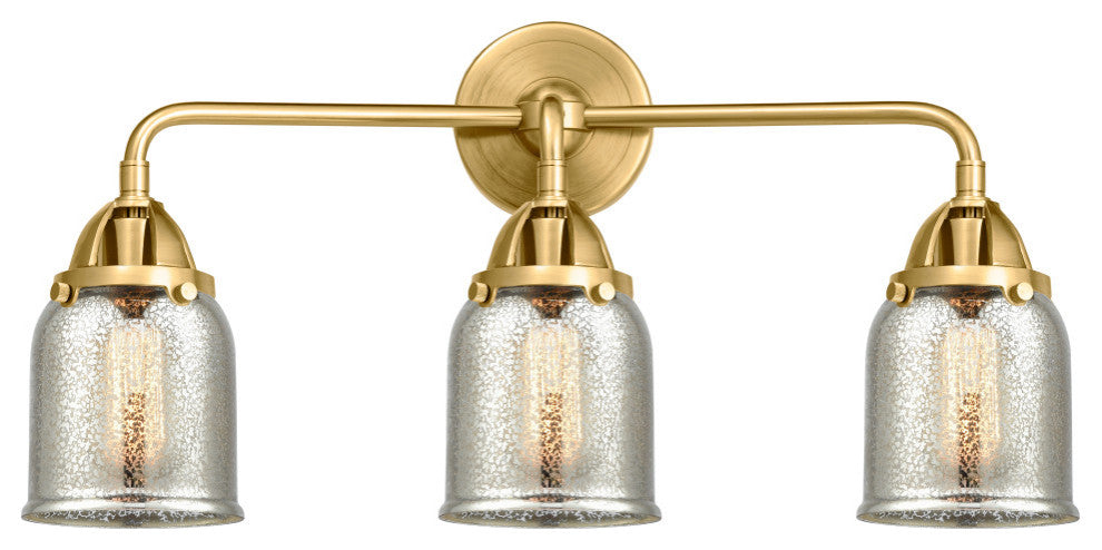 Small Bell Bath Vanity Light, Satin Gold, Silver Plated Mercury