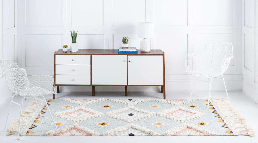 Unique Loom Ivory Mesa Area Rug, Light Blue, 8'x11', Rectangular