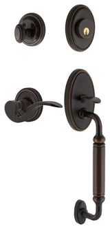 Classic Plate C Grip Entry Set Manor Lever, Timeless Bronze, 2-3/8", Left