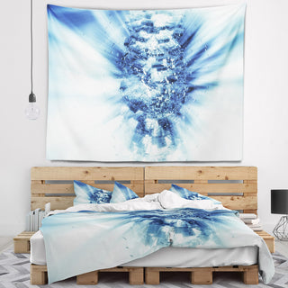 Fractal 3D Blue Splash Burst Contemporary Wall Tapestry, 60"x50"