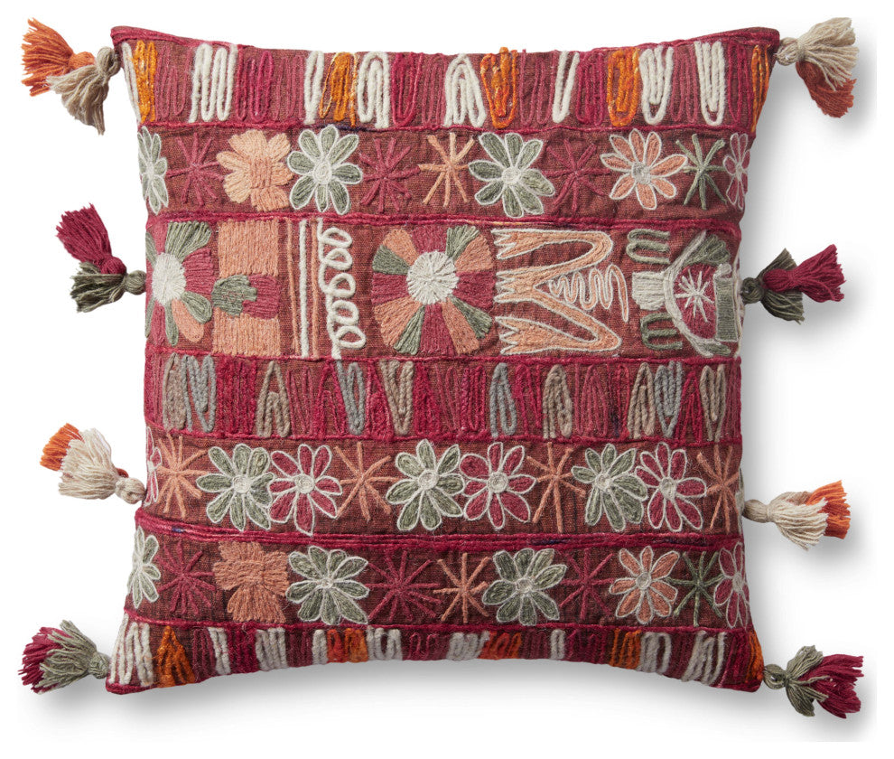 Loloi PLL0014 Pink / Multi 22" x 22" Cover Only Pillow