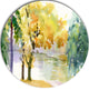 Beautiful Autumn Forest Watercolor, Landscape Disc Metal Artwork, 11"