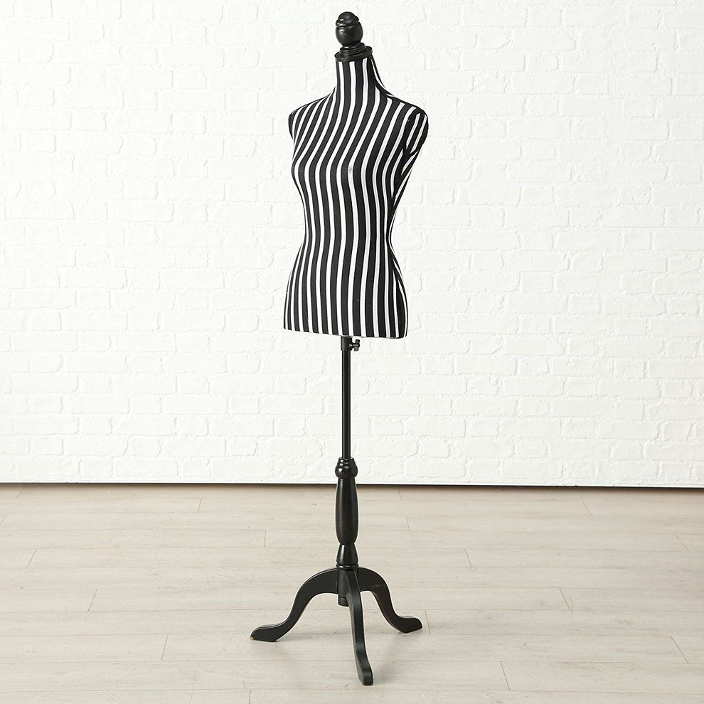 Black and White Stripes Adjustable Dress Form