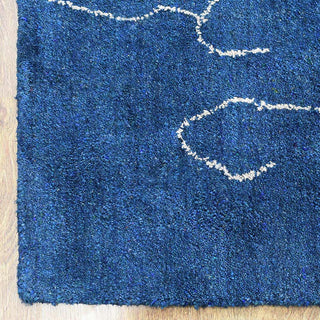 HAND KNOTTED LOOM SILK ECO-FRIENDLY RUGS-5'x8',Rectangle,Blue White,Contemporary