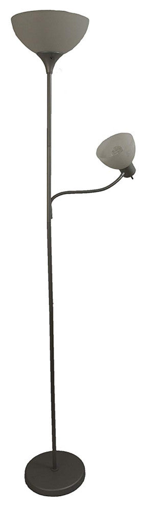 Simple Designs Floor Lamp With Reading Light, Silver