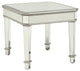 Benzara BM184921 Mirrored Wooden End Table With Beveled Edges, Silver